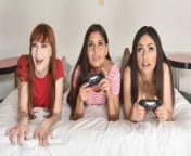 Gamer Girls Alexa Nova, Katya Rodriguez & Rose Darling Take Turns Sucking On Step Bro's Dick - BFFS from shaved pussy outdoor in jungle