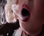 smoking fetish: solo sexy video of hot blonde bratty MILF Arya Grander glaminatrix close up red lips from hot and romntic sexy video of kannada