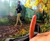 DICKFLASH in the PARK: a slutty milf can't resist to give a me a hard titty fuck from jogging big tits