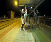 Quick risky sex at public bus stop with squirt orgasm and cum in my mouth Dada Deville from sadu dada sax com