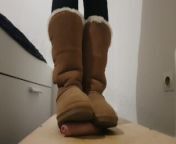 Cock Crush Cum with Winter Boots from boot cock trample femdom