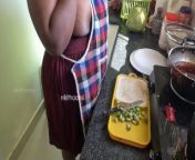Bengali Indian maid playing with vegetable from andhra preash